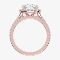 G-H / Vs2-Si1) Womens 3/4 CT. T.W. Lab Grown White Diamond 14K Gold Round Side Stone Halo Bridal Set