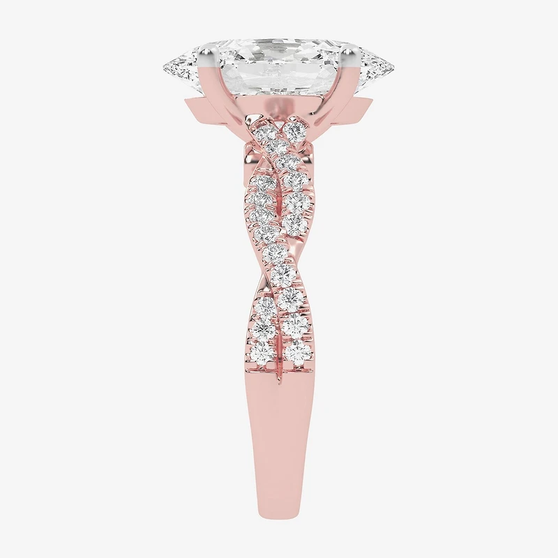 G-H / Vs2-Si1) Womens 1/ CT. T.W. Lab Grown White Diamond 14K Gold Side Stone Engagement Ring