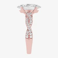 G-H / Vs2-Si1) Womens 1/ CT. T.W. Lab Grown White Diamond 14K Gold Side Stone Engagement Ring