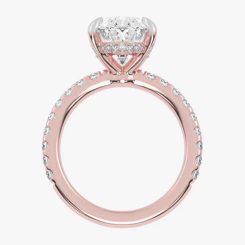 (G-H / Vs2-Si1) Womens 5 1/2 CT. T.W. Lab Grown White Diamond 14K Gold Oval Side Stone Engagement Ring