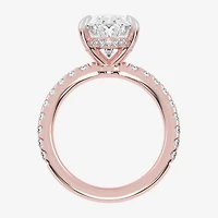 (G-H / Vs2-Si1) Womens 5 1/2 CT. T.W. Lab Grown White Diamond 14K Gold Oval Side Stone Engagement Ring