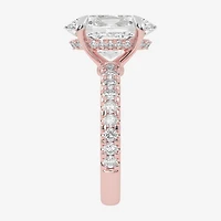 (G-H / Vs2-Si1) Womens 5 1/2 CT. T.W. Lab Grown White Diamond 14K Gold Oval Side Stone Engagement Ring