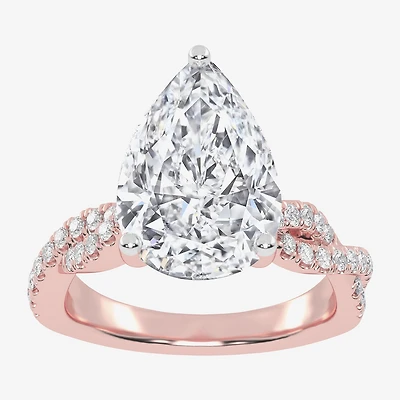 G-H / Vs2-Si1) Womens 1/ CT. T.W. Lab Grown White Diamond 14K Gold Side Stone Engagement Ring