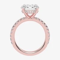 (G-H / Vs2-Si1) Womens 3 1/2 CT. T.W Lab Grown White Diamond 14K Gold Round Side Stone Engagement Ring