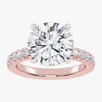 (G-H / Vs2-Si1) Womens 3 1/2 CT. T.W Lab Grown White Diamond 14K Gold Round Side Stone Engagement Ring