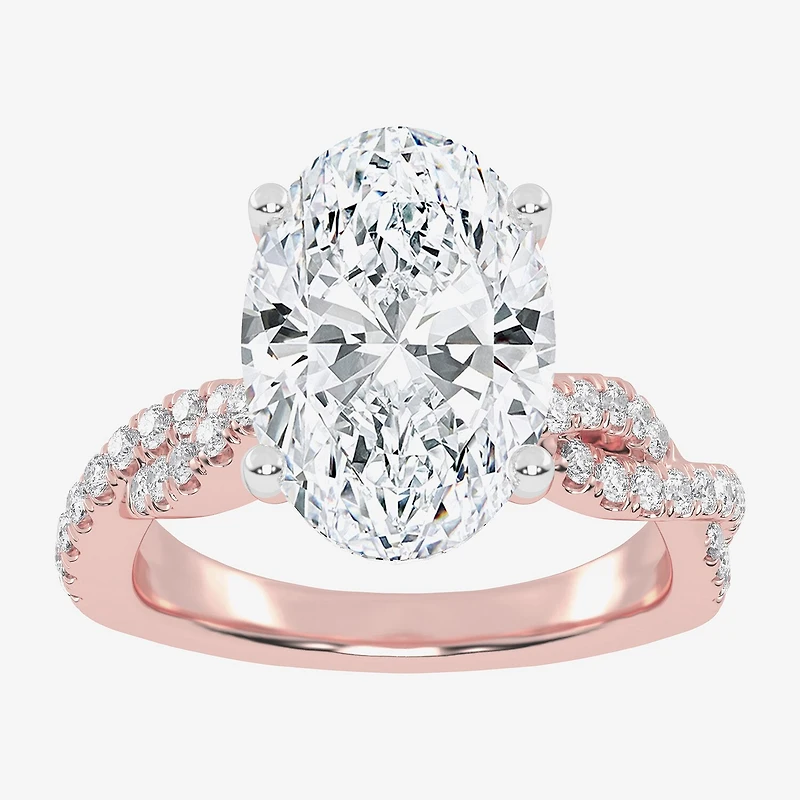 (G-H / Vs2-Si1) Womens 3 1/3 Ct. T.W. Lab Grown White Diamond 14K Gold Side Stone Engagement Ring