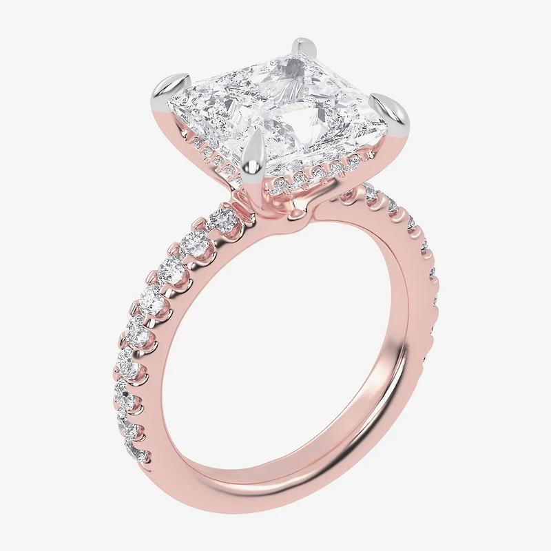 (G-H / Vs2-Si1) Womens 3 1/2 CT. T.W Lab Grown White Diamond 14K Gold Side Stone Engagement Ring