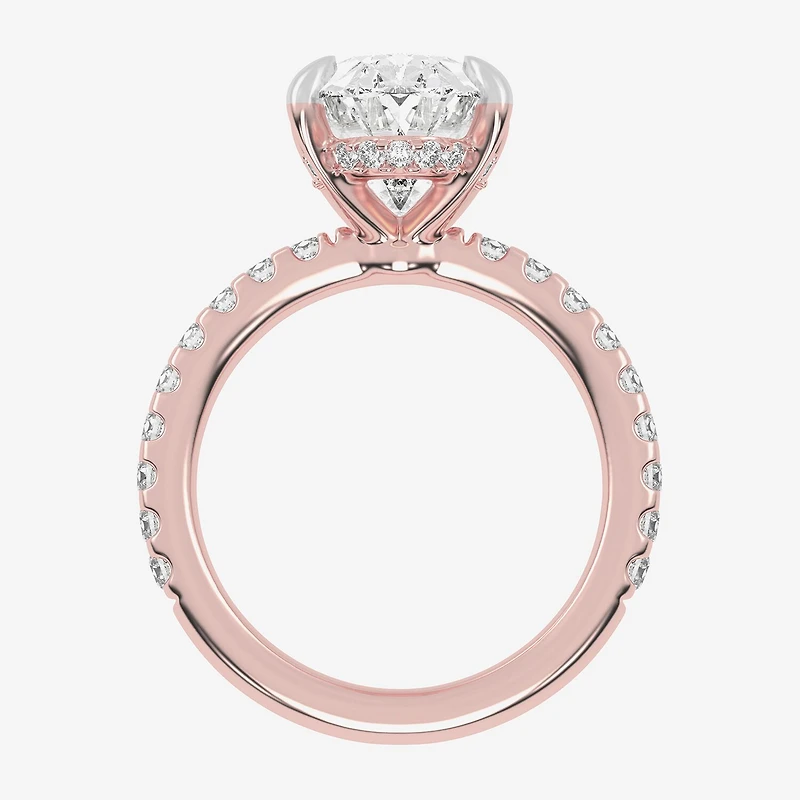 (G-H / Vs2-Si1) Womens 3 1/2 CT. T.W Lab Grown White Diamond 14K Gold Oval Side Stone Engagement Ring