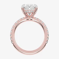 (G-H / Vs2-Si1) Womens 3 1/2 CT. T.W Lab Grown White Diamond 14K Gold Oval Side Stone Engagement Ring