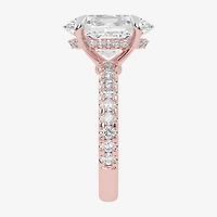 (G-H / Vs2-Si1) Womens 3 1/2 CT. T.W Lab Grown White Diamond 14K Gold Oval Side Stone Engagement Ring