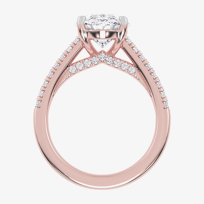 G-H / Vs2-Si1) Womens 1/3 Ct. T.W. Lab Grown White Diamond 14K Gold Oval Side Stone Engagement Ring