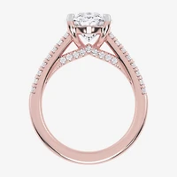 G-H / Vs2-Si1) Womens 1/3 Ct. T.W. Lab Grown White Diamond 14K Gold Oval Side Stone Engagement Ring
