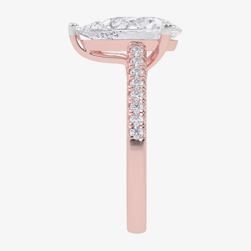 G-H / Vs2-Si1) Womens 1/3 Ct. T.W. Lab Grown White Diamond 14K Gold Pear Side Stone Engagement Ring
