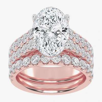 (G-H / Vs2-Si1) Womens 5 CT. T.W. Lab Grown White Diamond 14K Gold Side Stone Bridal Set