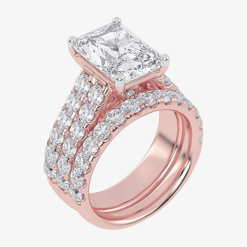 (G-H / Vs2-Si1) Womens 5 CT. T.W. Lab Grown White Diamond 14K Gold Side Stone Bridal Set