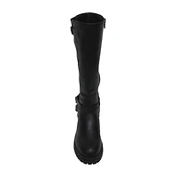 Pop Womens Baldwin Flat Heel Motorcycle Boots