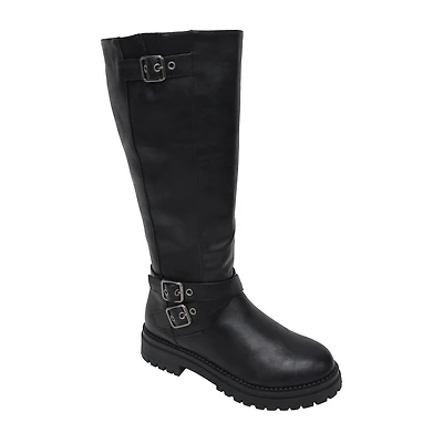 Pop Womens Baldwin Flat Heel Motorcycle Boots