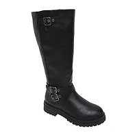 Pop Womens Baldwin Flat Heel Motorcycle Boots