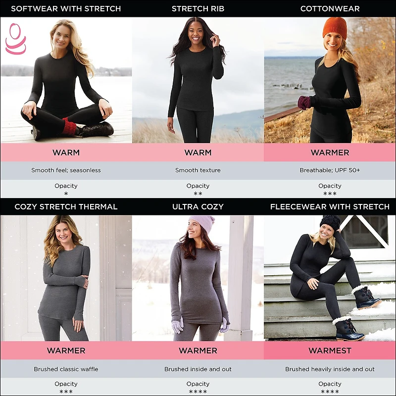 Cuddl Duds Womens Softwear V Neck Long Sleeve Thermal Shirt