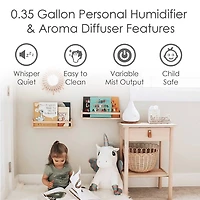 Crane 2-In-1 Personal 0.35 Gallon Ultrasonic Cool Mist Humidifier & Aroma Diffuser