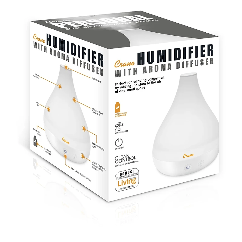 Crane 2-In-1 Personal 0.35 Gallon Ultrasonic Cool Mist Humidifier & Aroma Diffuser