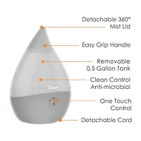Crane Droplet 0.5 Gallon Ultrasonic Cool Mist Humidifier - Gray