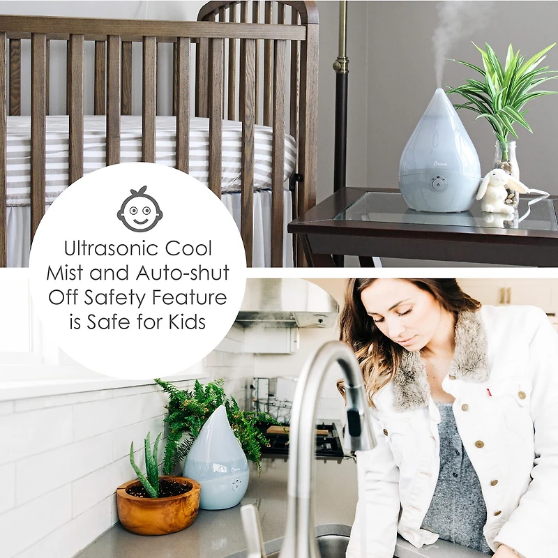 Crane Droplet 0.5 Gallon Ultrasonic Cool Mist Humidifier - Gray