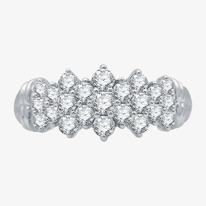 (G-H / SI2-I1) Womens 1 CT. T.W. Lab Grown White Diamond 10K or Yellow Gold Cocktail Ring