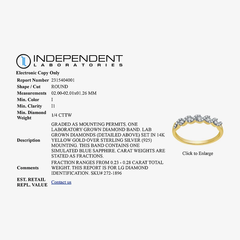 I Said Yes (H-I / I1) Womens 1/4 CT. T.W. Lab Grown White Diamond Sterling Silver Anniversary Wedding Band