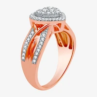 I Said Yes (H-I / I1) Womens 1/2 CT. T.W. Lab Grown White Diamond Sterling Silver Heart Side Stone Halo Engagement Ring