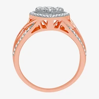 I Said Yes (H-I / I1) Womens 1/2 CT. T.W. Lab Grown White Diamond Sterling Silver Heart Side Stone Halo Engagement Ring