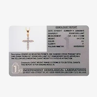 Womens 1/ CT. T.W. Natural White Diamond 14K Gold Cross 18 Inch Pendant Necklace