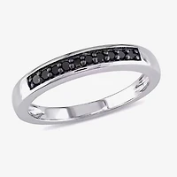 Midnight Black Womens 2MM 1/10 CT. T.W. Natural Diamond Sterling Silver Wedding Band