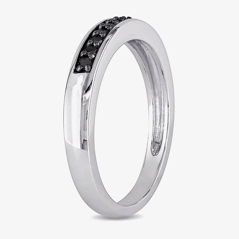 Midnight Black Womens 2MM 1/10 CT. T.W. Natural Diamond Sterling Silver Wedding Band