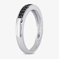 Midnight Black Womens 2MM 1/10 CT. T.W. Natural Diamond Sterling Silver Wedding Band