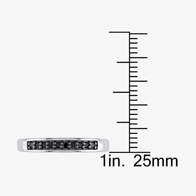 Midnight Black Womens 2MM 1/10 CT. T.W. Natural Diamond Sterling Silver Wedding Band
