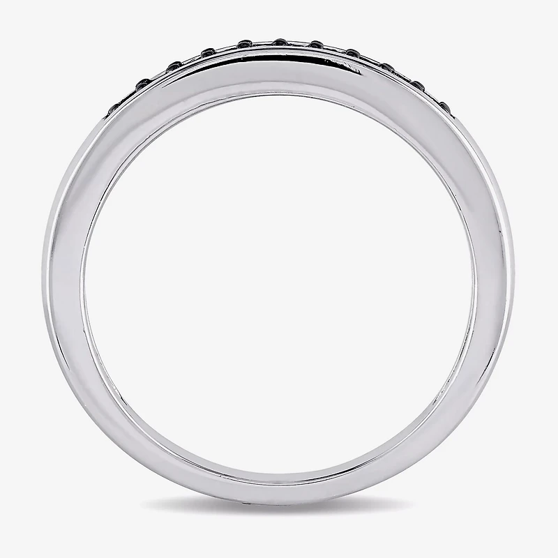 Midnight Black Womens 2MM 1/10 CT. T.W. Natural Diamond Sterling Silver Wedding Band