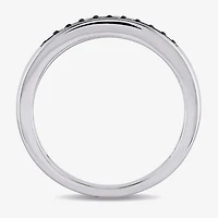 Midnight Black Womens 2MM 1/10 CT. T.W. Natural Diamond Sterling Silver Wedding Band