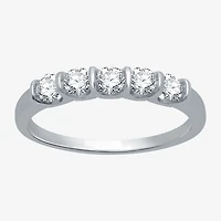 (H-I / I1) Womens 1/2 CT. T.W. Lab Grown White Diamond 10K Gold 5-Stone Anniversary Band