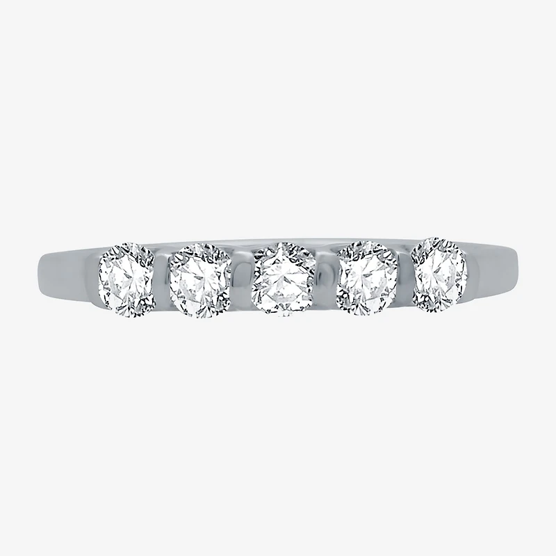 (H-I / I1) Womens 1/2 CT. T.W. Lab Grown White Diamond 10K Gold 5-Stone Anniversary Band