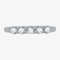 (H-I / I1) Womens 1/2 CT. T.W. Lab Grown White Diamond 10K Gold 5-Stone Anniversary Band