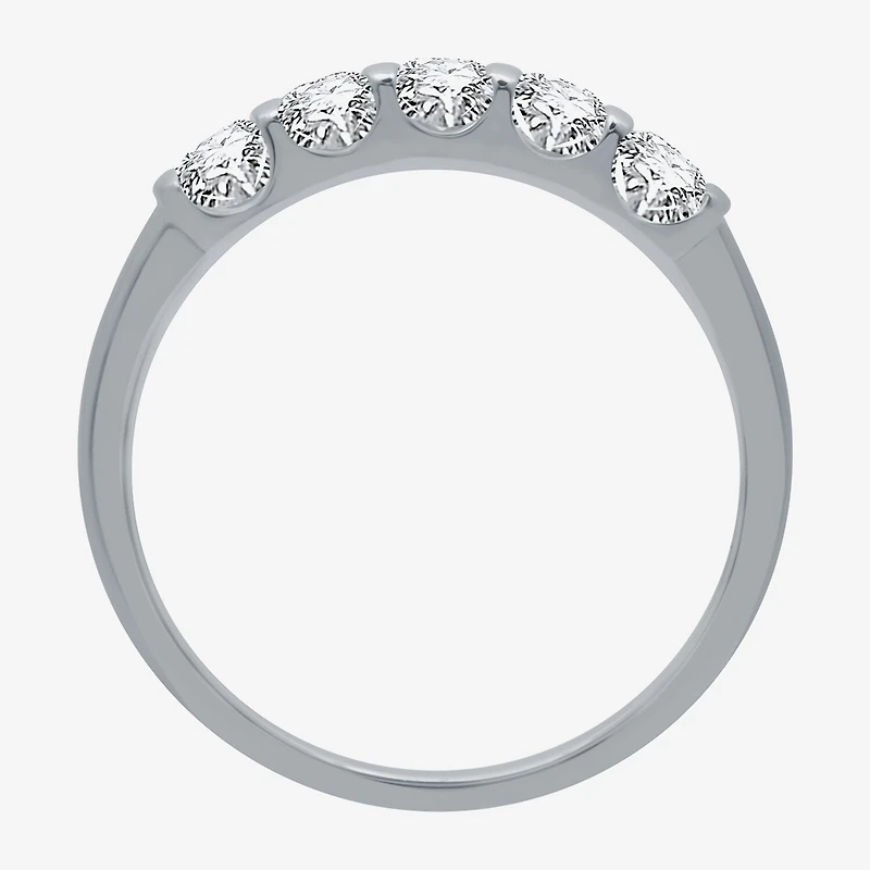 (H-I / I1) Womens 1/2 CT. T.W. Lab Grown White Diamond 10K Gold 5-Stone Anniversary Band