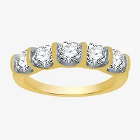 (H-I / I1) Womens 2MM 1 1/2 CT. T.W. Lab Grown White Diamond 10K Gold 5-Stone Anniversary Band