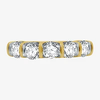 (H-I / I1) Womens 2MM 1 1/2 CT. T.W. Lab Grown White Diamond 10K Gold 5-Stone Anniversary Band