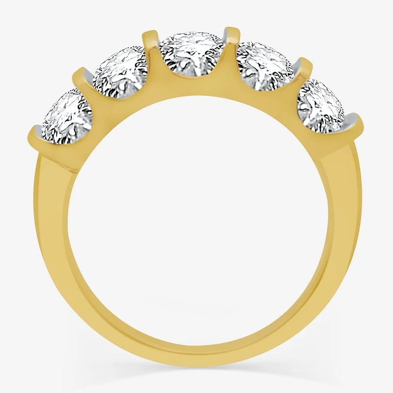 (H-I / I1) Womens 2MM 1 1/2 CT. T.W. Lab Grown White Diamond 10K Gold 5-Stone Anniversary Band
