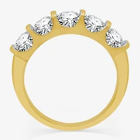 (H-I / I1) Womens 2MM 1 1/2 CT. T.W. Lab Grown White Diamond 10K Gold 5-Stone Anniversary Band
