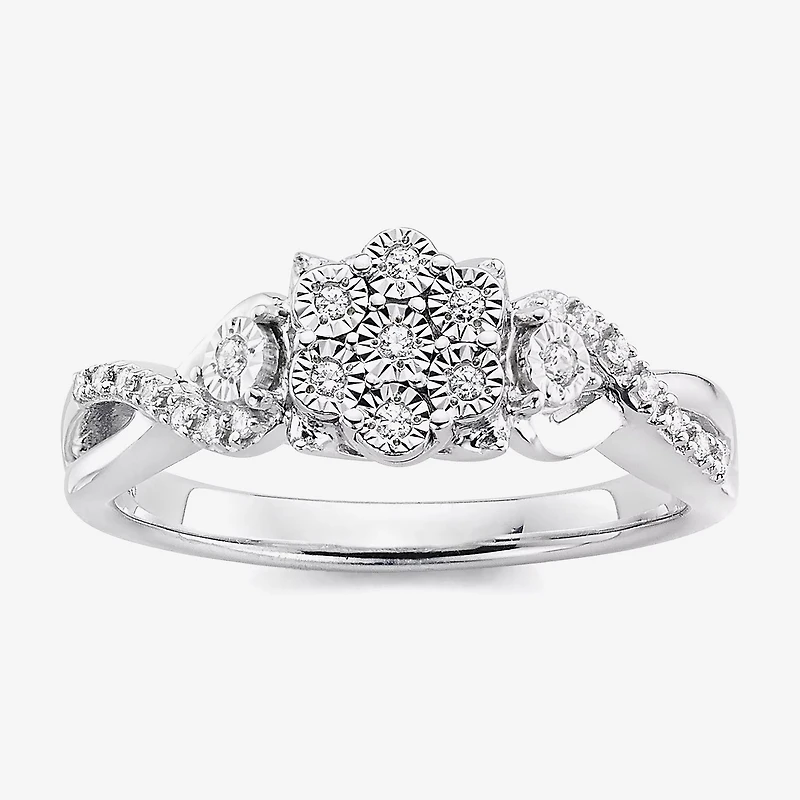 Diamond Blossom 1/10 CT.T.W. Natural Sterling SIlver Ring