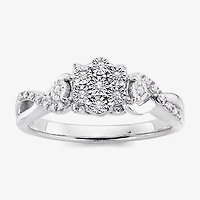 Diamond Blossom 1/10 CT.T.W. Natural Sterling SIlver Ring