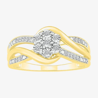 Diamond Blossom Womens 1/10 CT. T.W. Natural White 14K Gold Over Silver Cocktail Ring