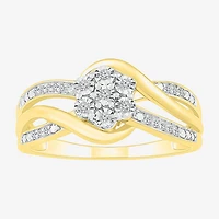 Diamond Blossom Womens 1/10 CT. T.W. Natural White 14K Gold Over Silver Cocktail Ring